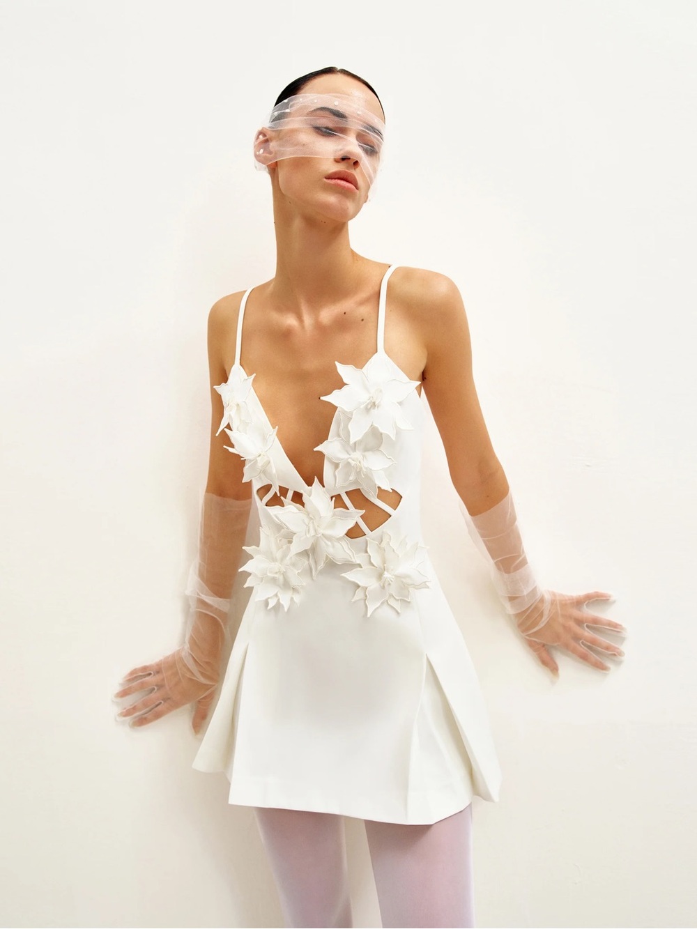 JW PEI White Floral Appliqué Mini Dress